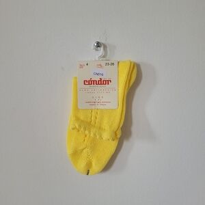 NWT Condor Perle Side Openwork Socks In Lemoncello, Size 4